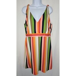 Gianni Bini Women's Multicolor Stripe Danielle V-Neck Dress Size 10 NWT